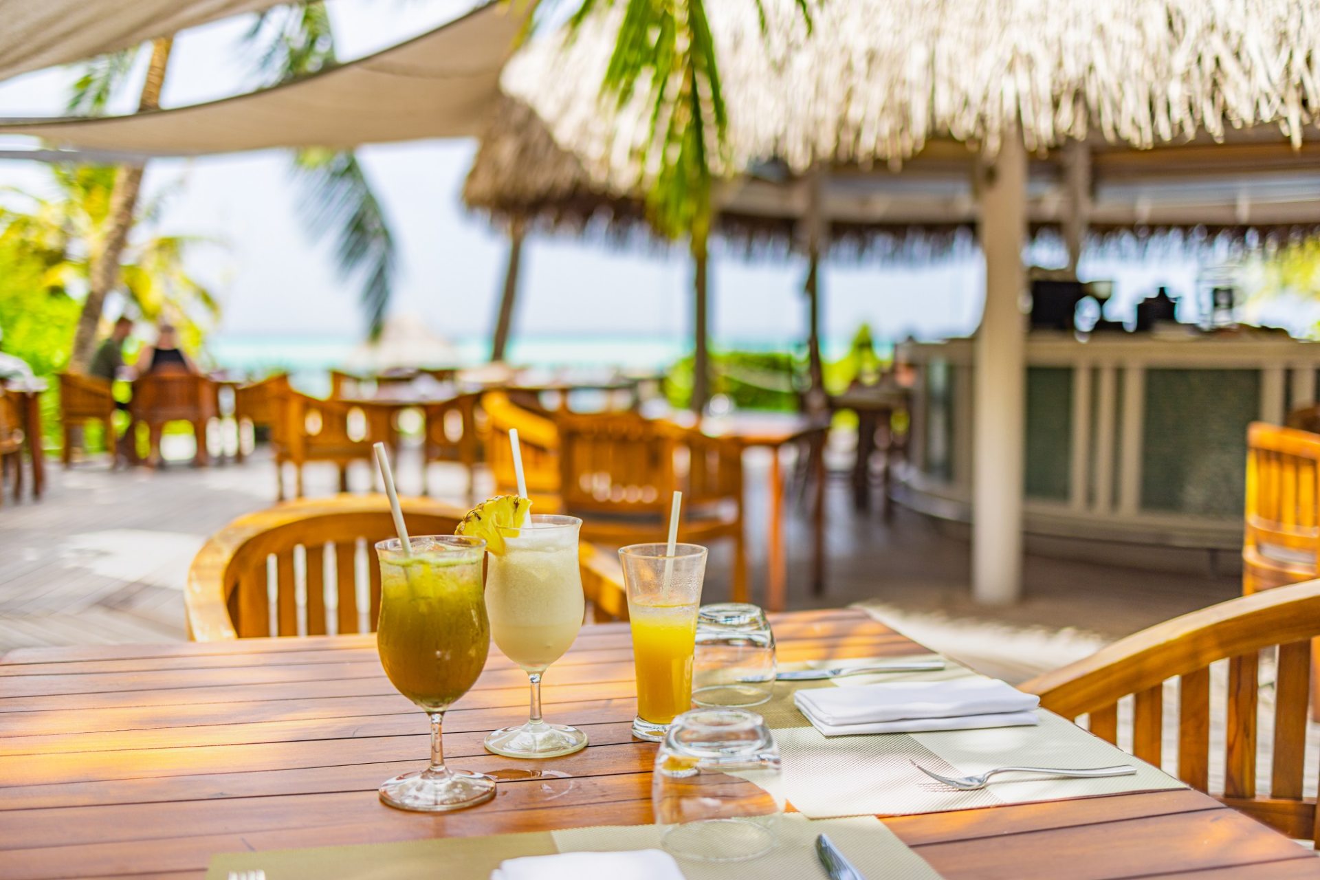 al-aire-libre-restaurante-tropical-bar-mesas-madera-sillas-palmeras-cocteles-playa-lujo